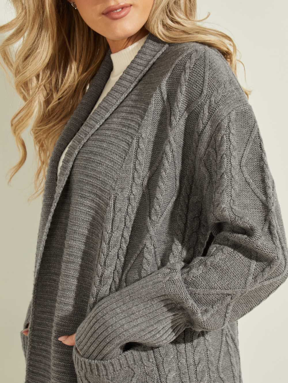 Dark Grey Women's Guess Heidi Longline Cardigan Australia Sale | 940AMJBNC