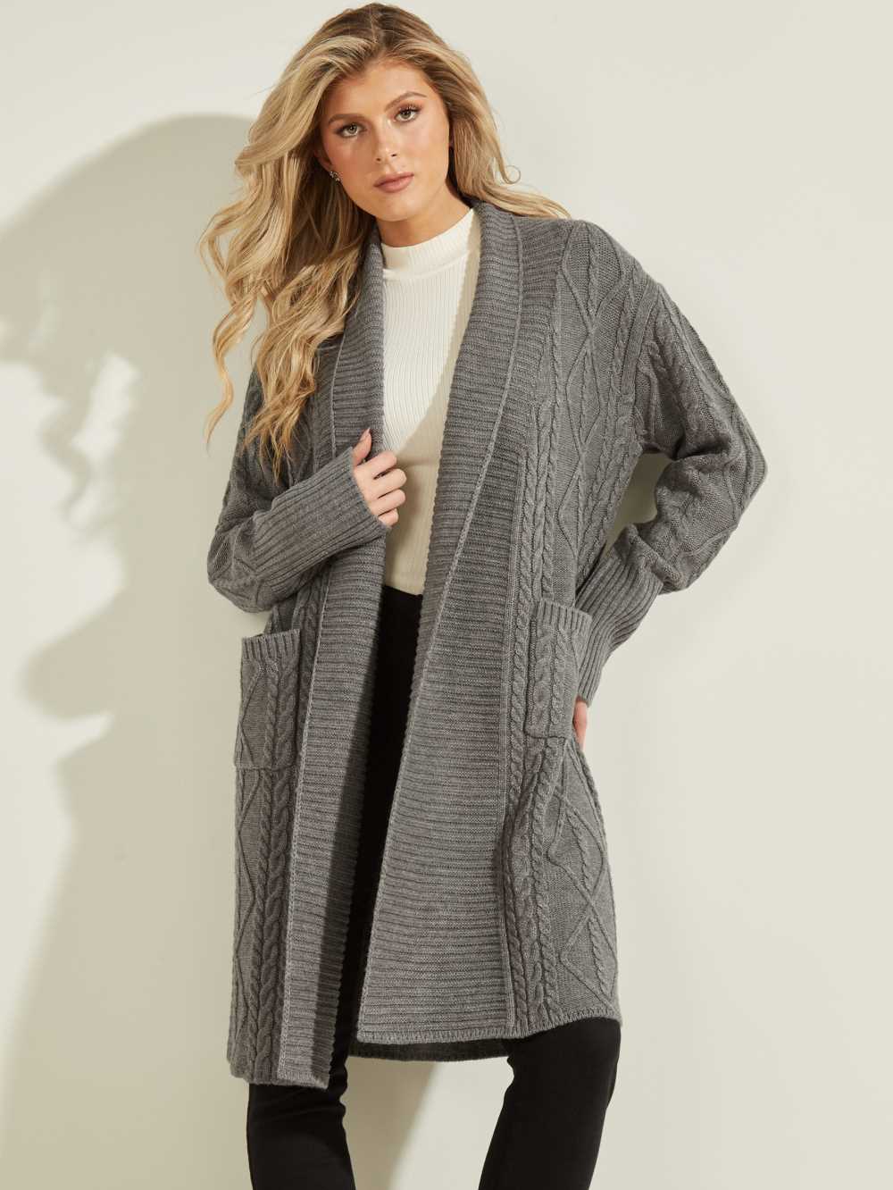 Dark Grey Women\'s Guess Heidi Longline Cardigan Australia Sale | 940AMJBNC