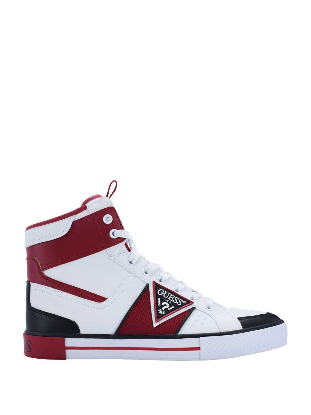 Dark Red Men's Guess Maeno Triangle Logo High-Top Sneakers Australia Sale | 502RZEAPH