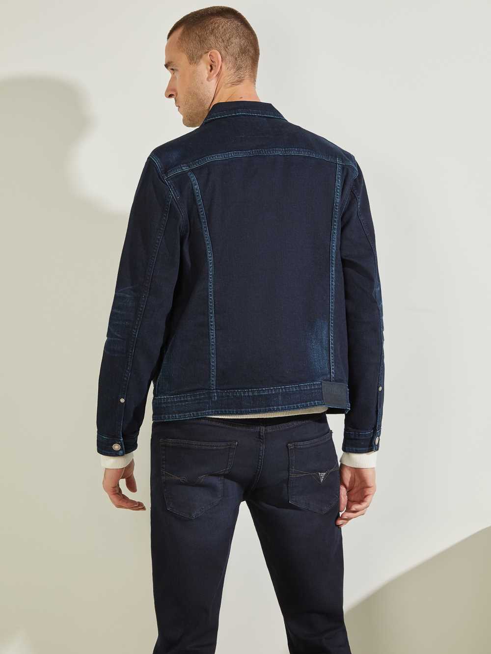 Deep Blue Men's Guess Lewis Denim Jackets Australia Sale | 341DRYGXC