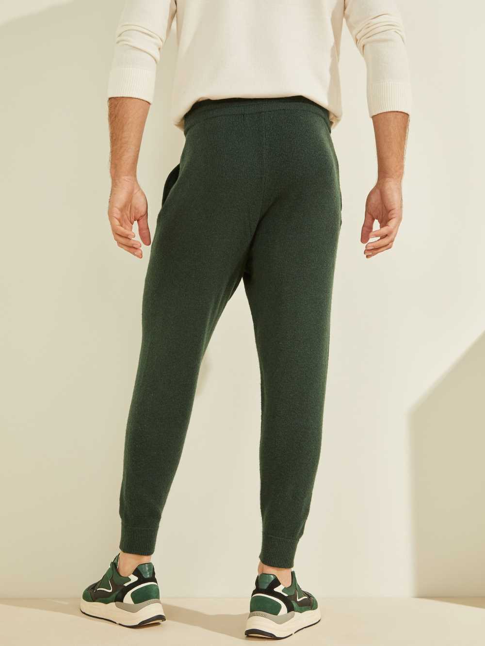 Deep Green Men's Guess Esmere Wool-Blend Joggers Australia Sale | 259ESLKYJ