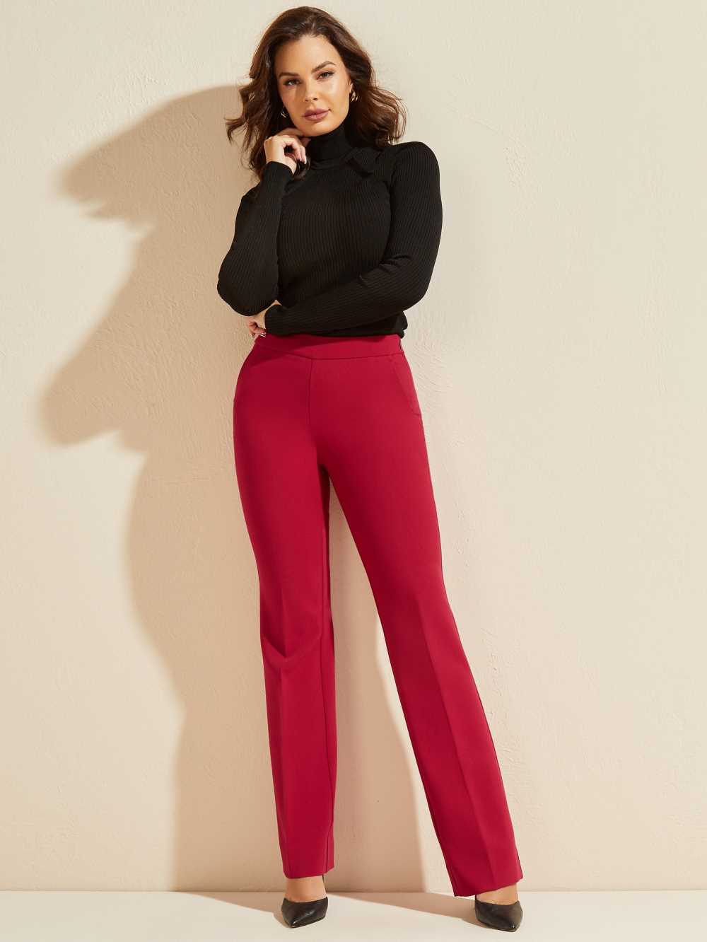 Deep Red Women's Guess Sally Pants Australia Sale | 974SJZLQX