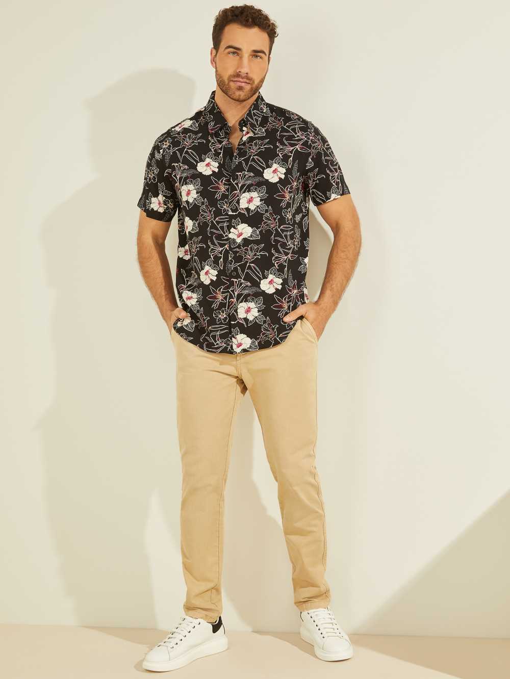 Flower Men's Guess Eco Rayon Westbury Shirts Australia Sale | 614HEWTUZ