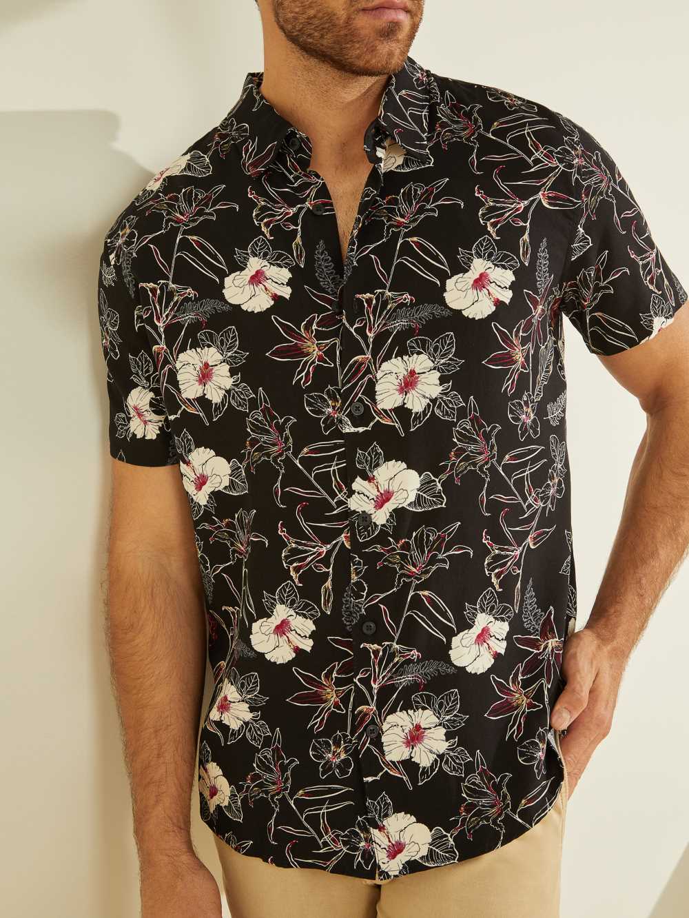 Flower Men's Guess Eco Rayon Westbury Shirts Australia Sale | 614HEWTUZ