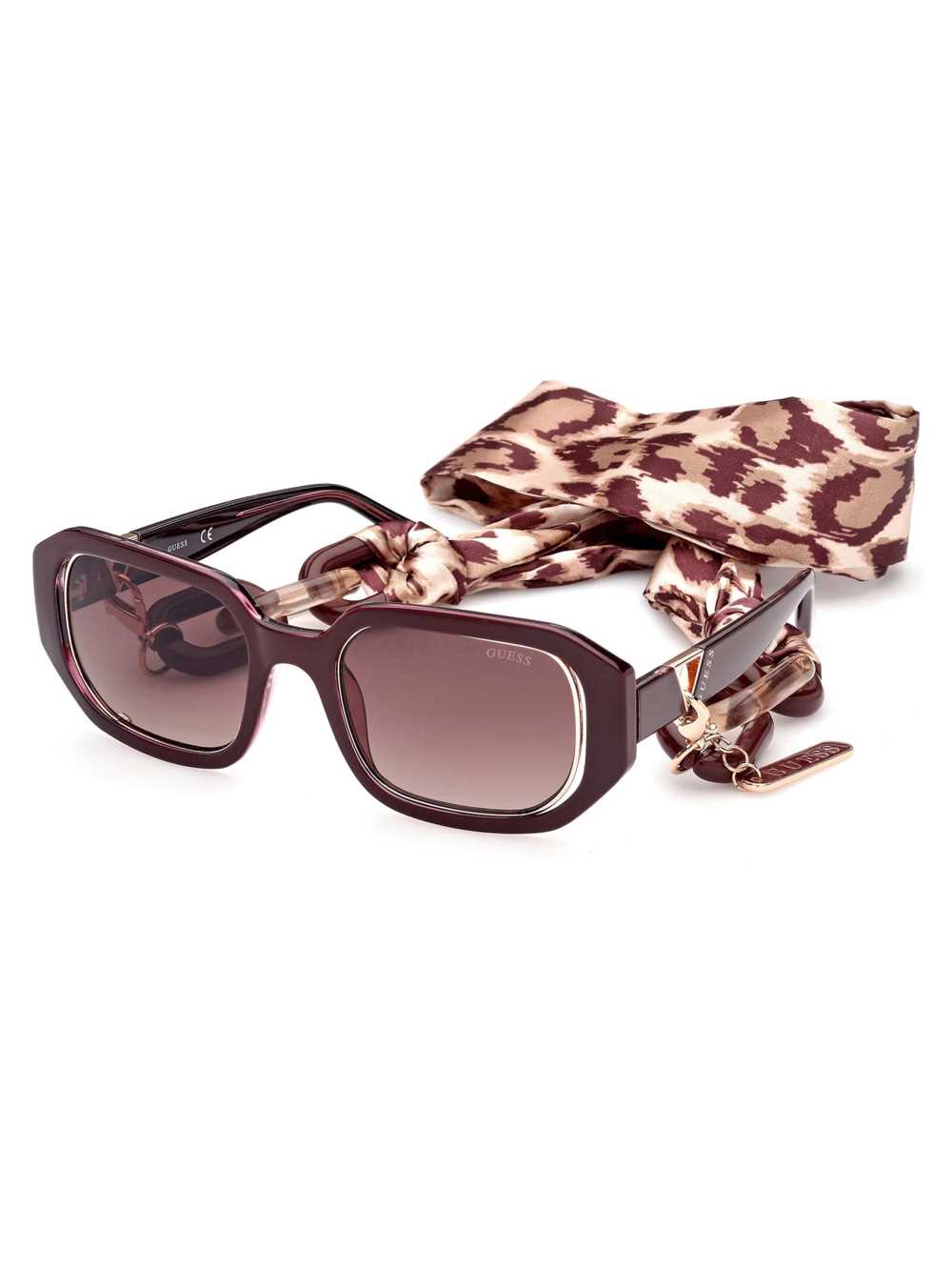 Fuchsia Women's Guess Rectangle Sunglasses Australia Sale | 764XODZJG