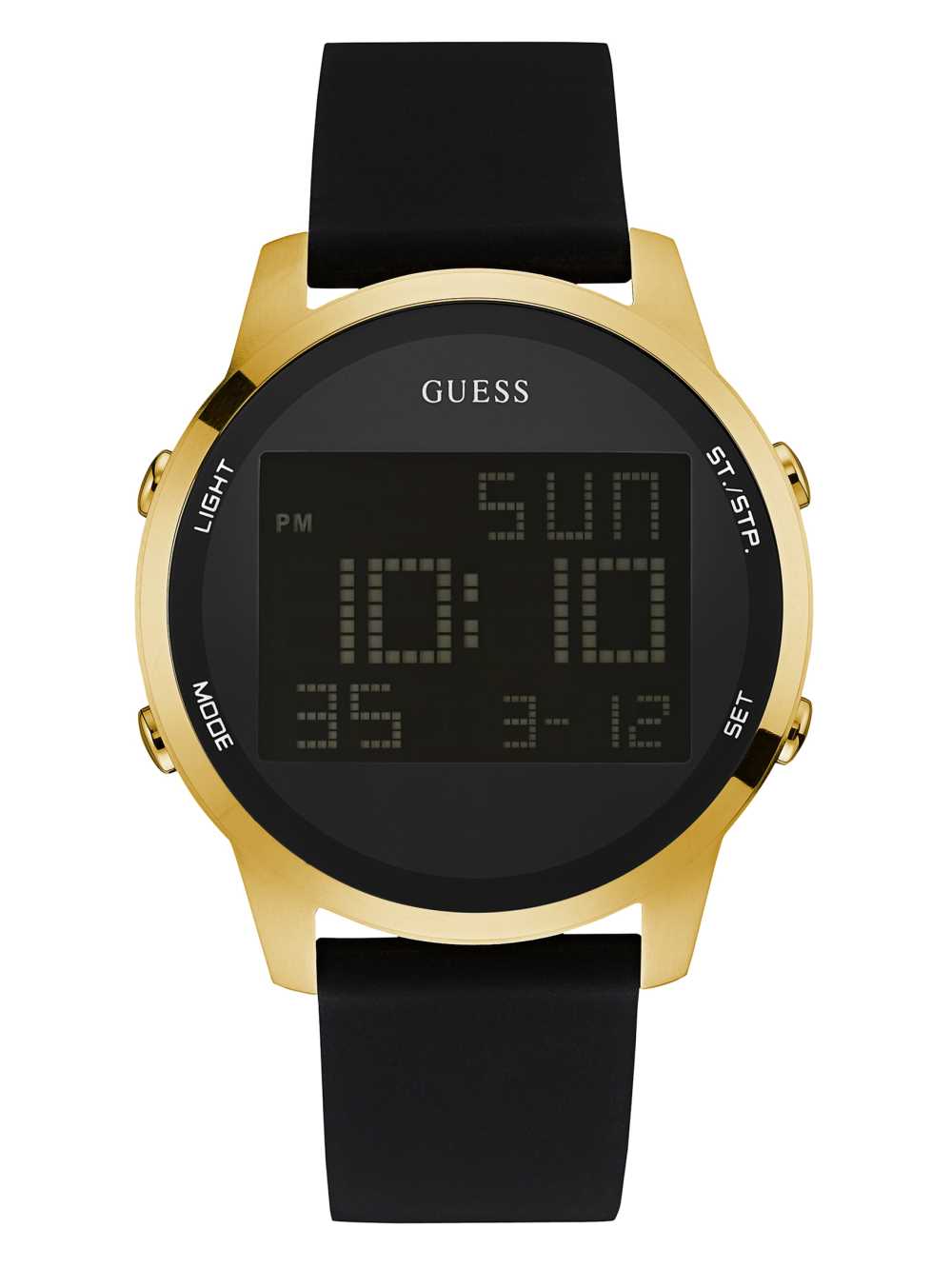 Gold Black Men\'s Guess Black and Gold-Tone Digital Chronograph Watches Australia Sale | 523UEOQMW