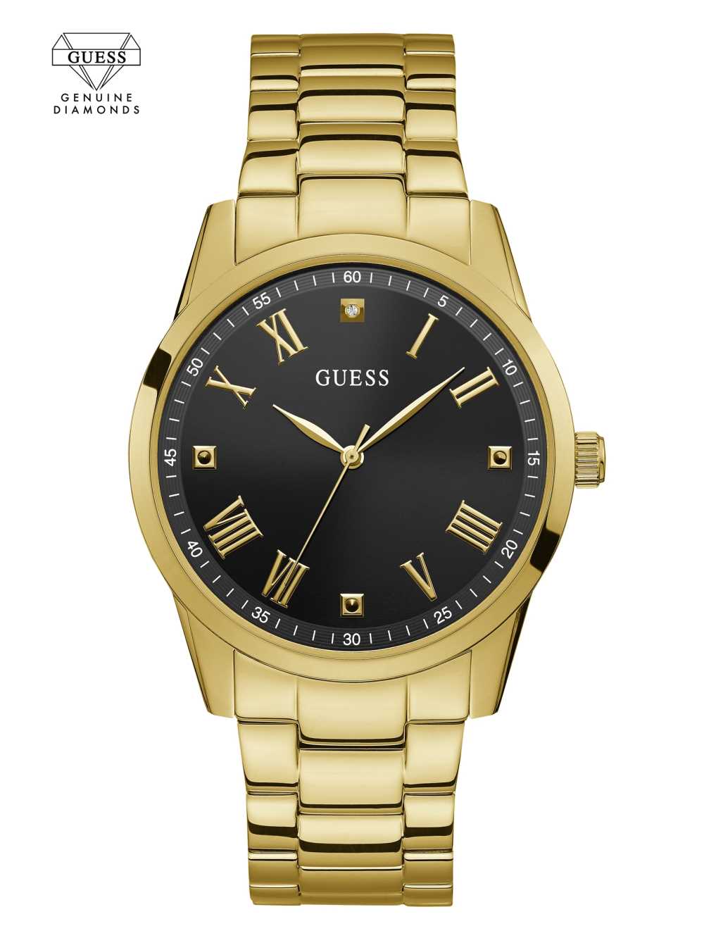 Gold Men\'s Guess Gold-Tone Analog Diamond Watches Australia Sale | 671HSJRXW