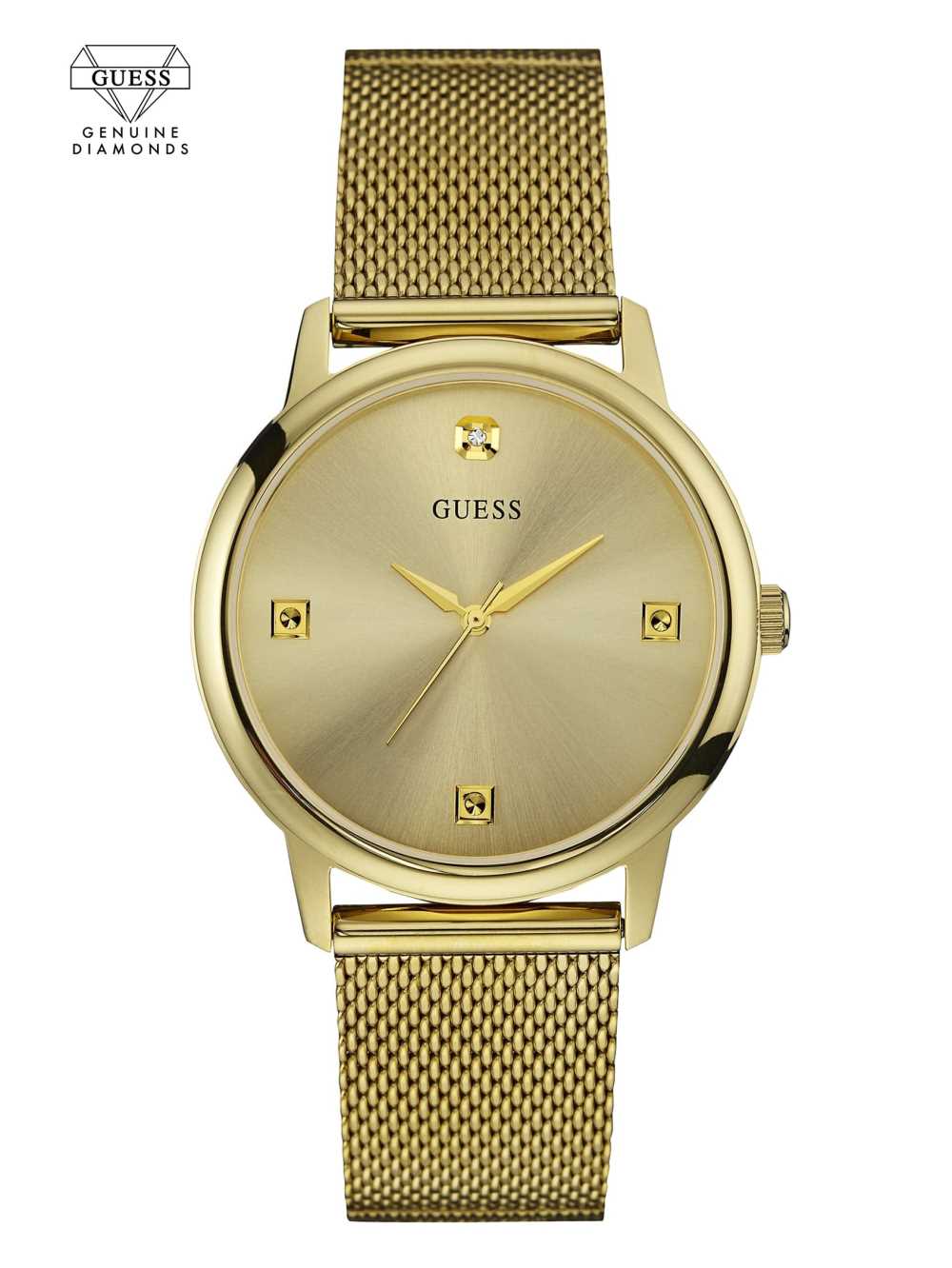 Gold Men\'s Guess Gold-Tone Slim Mesh Diamond Watches Australia Sale | 603TSAECM