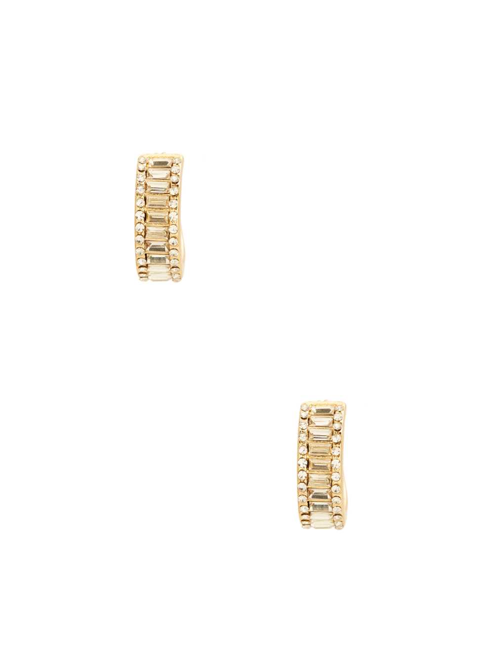 Gold Women's Guess 14KT Baguette Hoop Earrings Australia Sale | 432HKLFUO