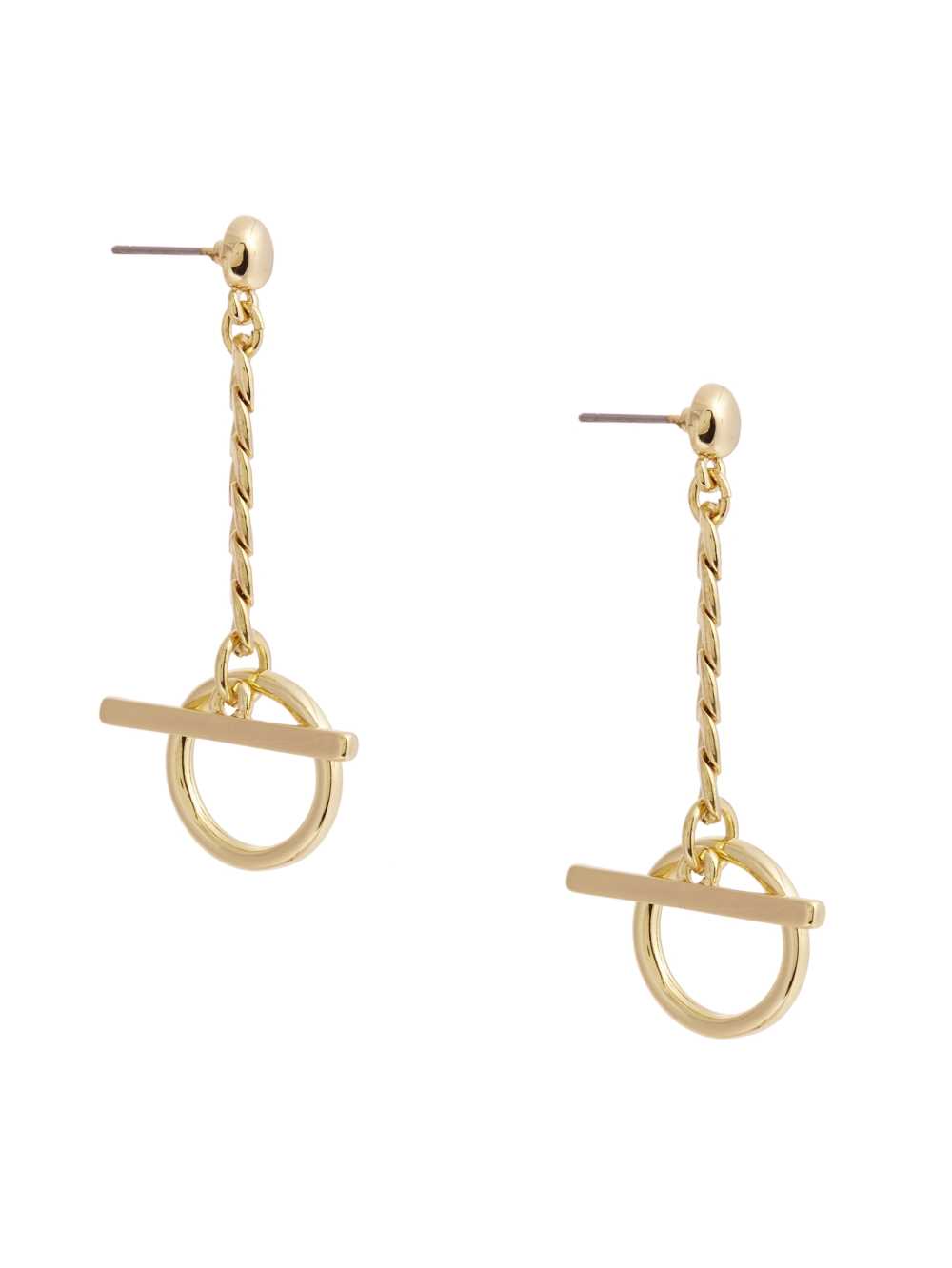 Gold Women's Guess 14KT Chain-Link Toggle Earrings Australia Sale | 912GLZPEX