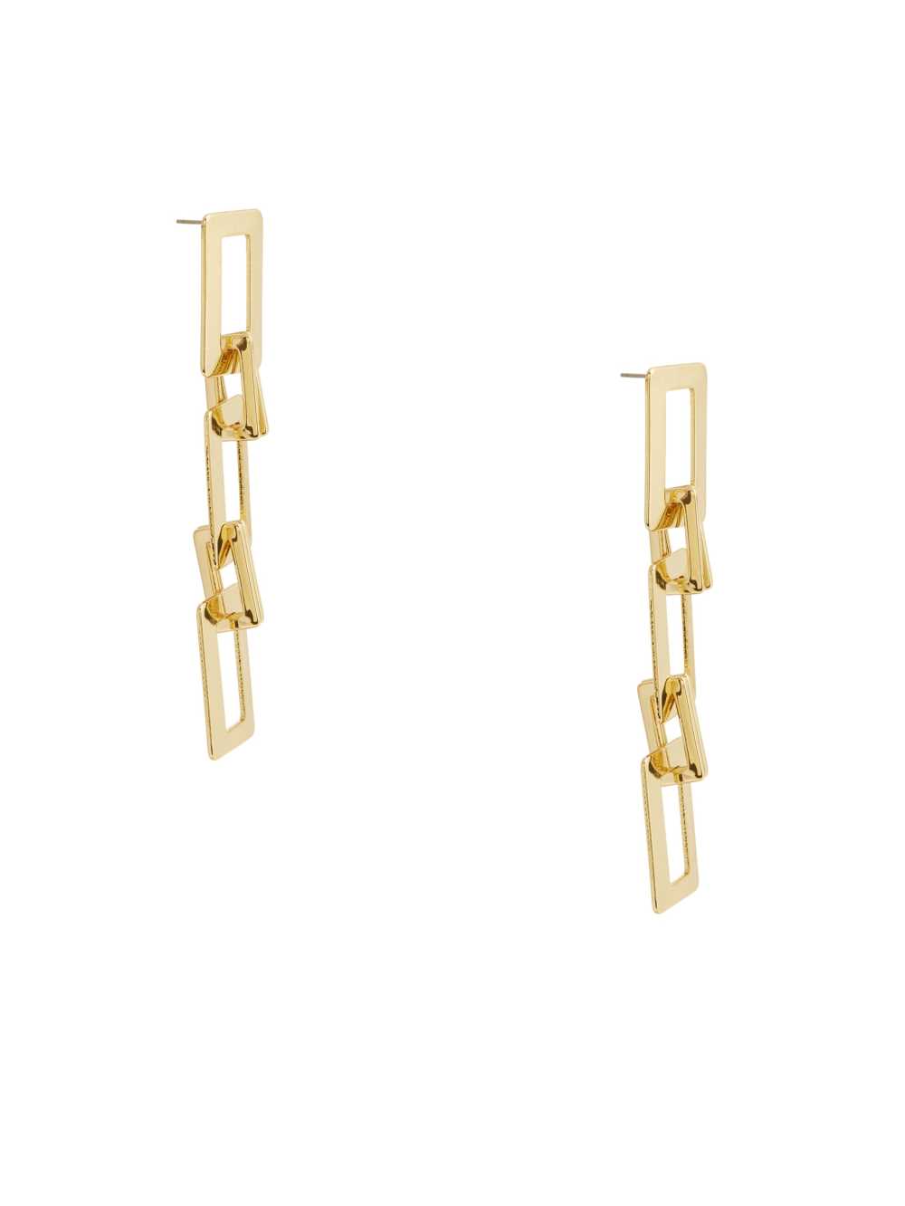 Gold Women's Guess 14KT Rectangle Chain-Link Earrings Australia Sale | 814UPMHVX