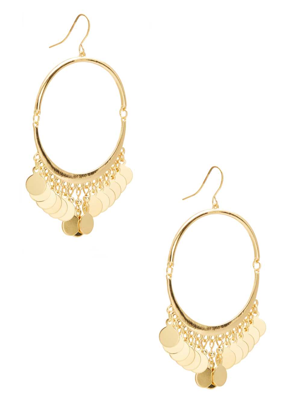 Gold Women's Guess Coin Hoop Earrings Australia Sale | 671TCJPME