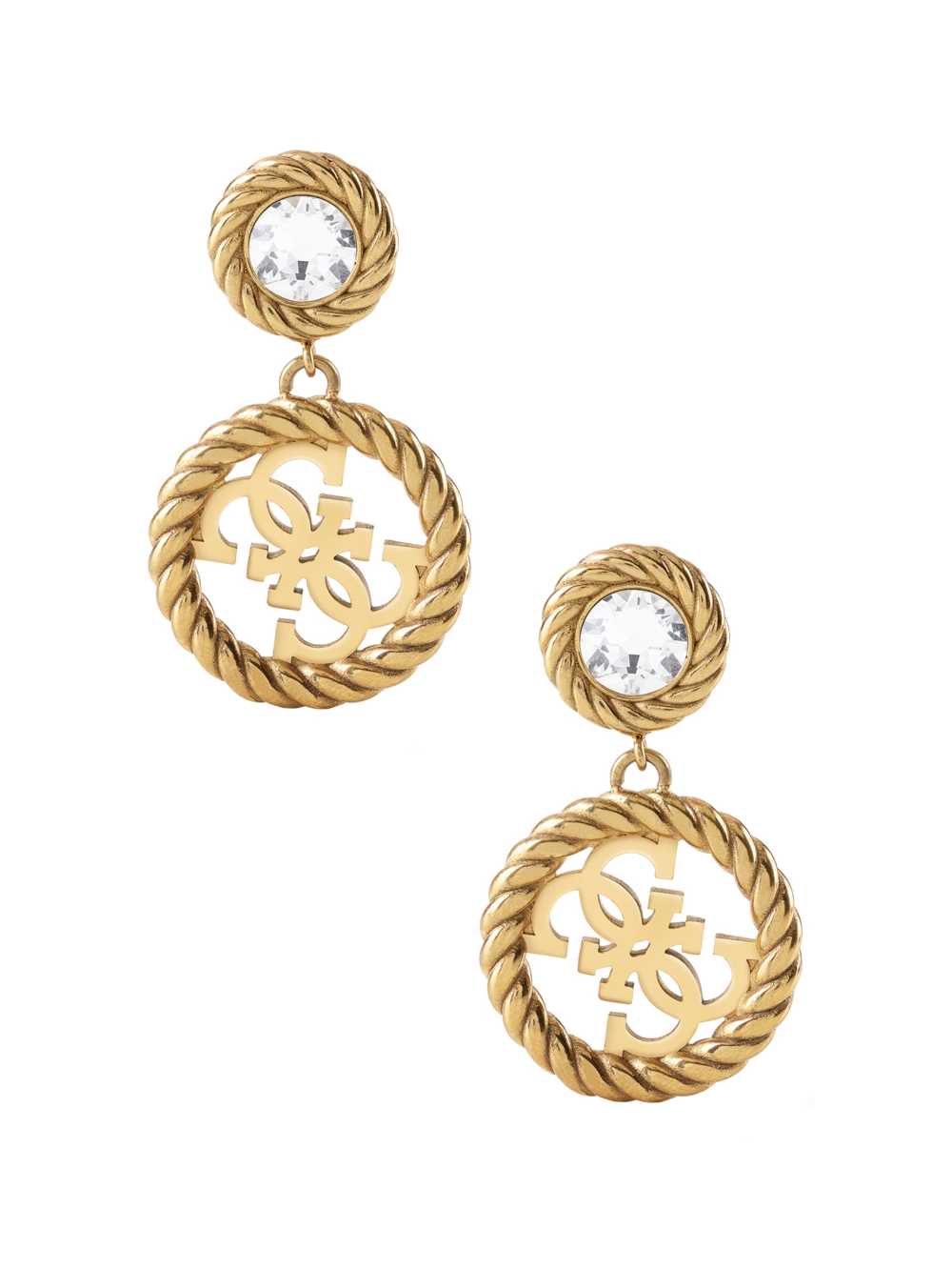 Gold Women\'s Guess Gold-Tone Quattro G Logo Drop Earrings Australia Sale | 372GJCIYA