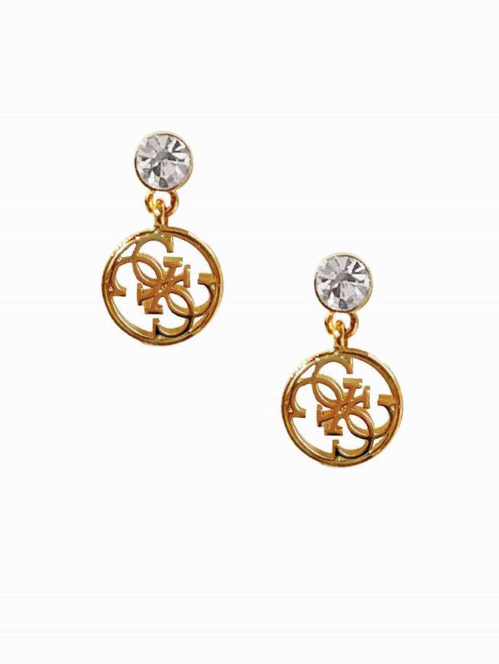 Gold Women\'s Guess Gold-Tone Quattro G Logo Drop Earrings Australia Sale | 463RPMVXT