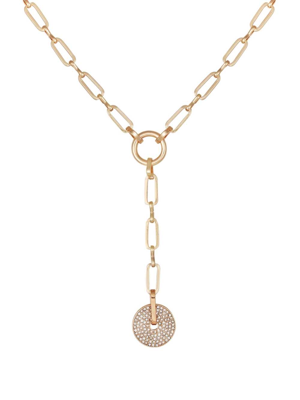 Gold Women\'s Guess Gold-Tone Rhinestone Disc Necklace Australia Sale | 984WYNMZQ