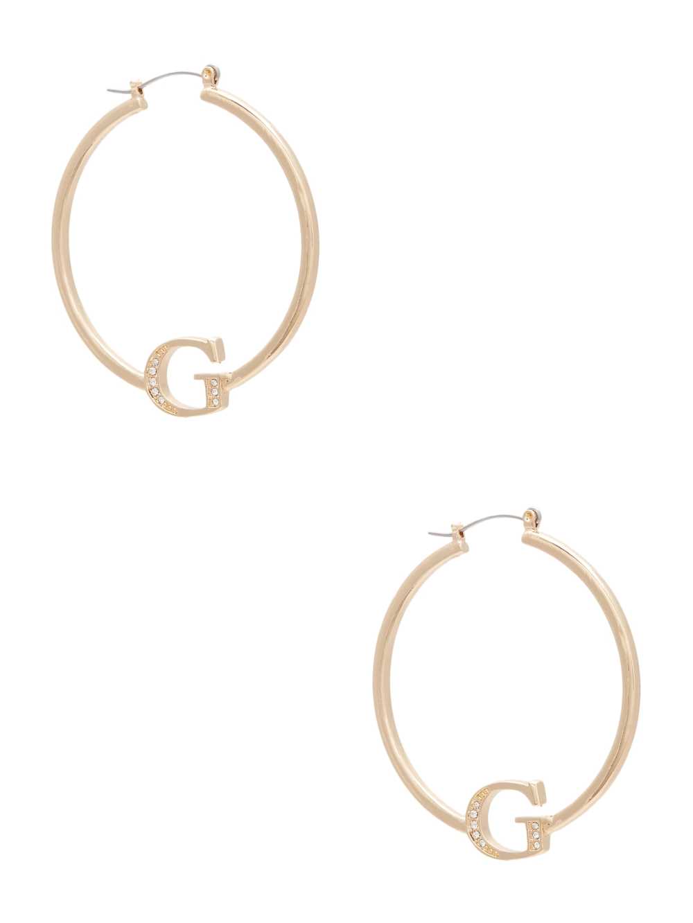 Gold Women\'s Guess Logo Hoop Earrings Australia Sale | 519FWKNPZ