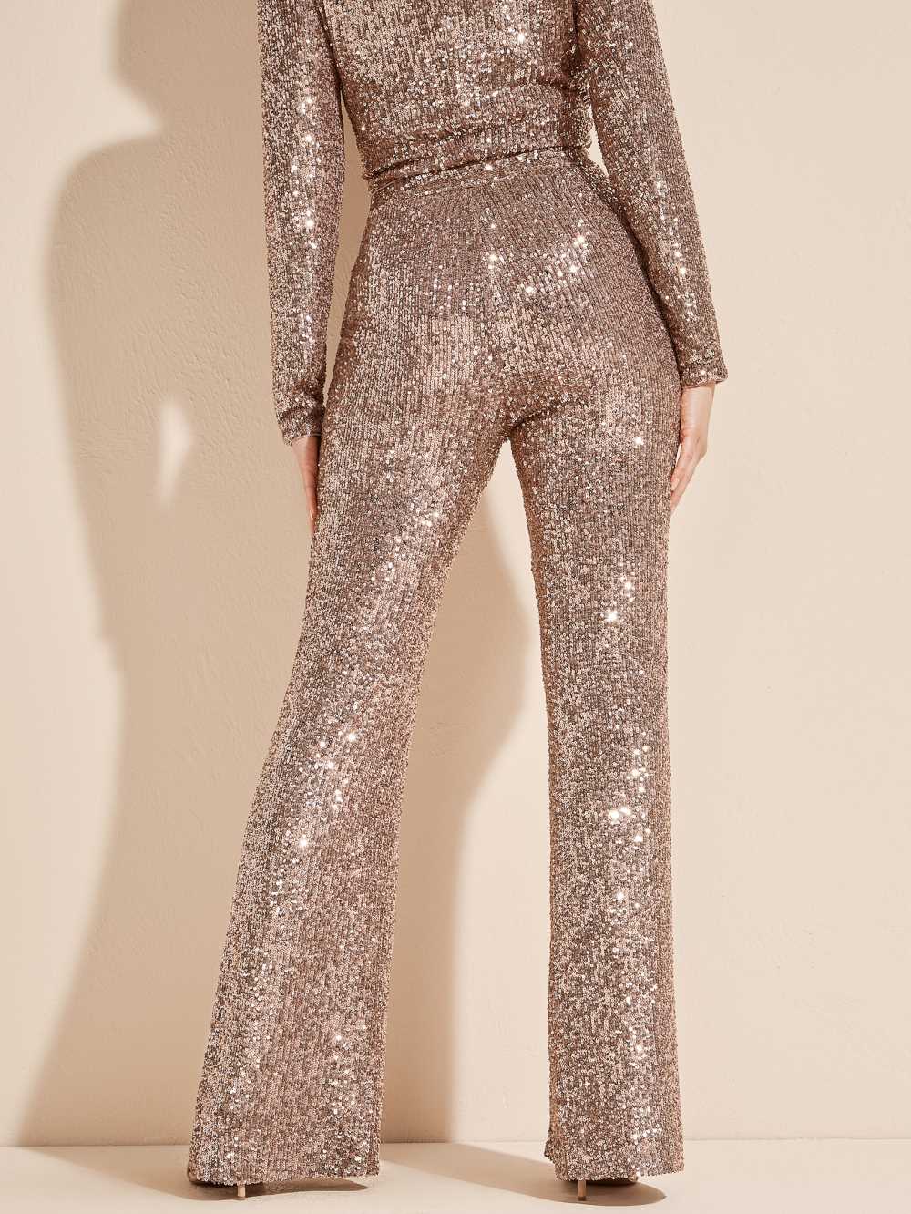 Gold Women's Guess Moonlight Sequin Pants Australia Sale | 578JLOSZF