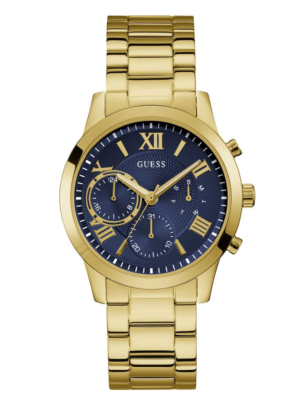 Gold Women\'s Guess Navy and Gold-Tone Chronograph Watches Australia Sale | 923HIGDUR