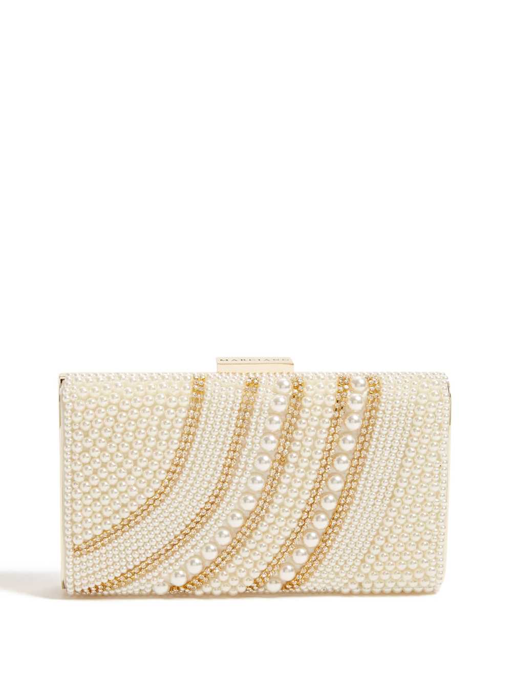 Gold Women's Guess Pearl And Stone Clutch Handbags Australia Sale | 045BHVLEM