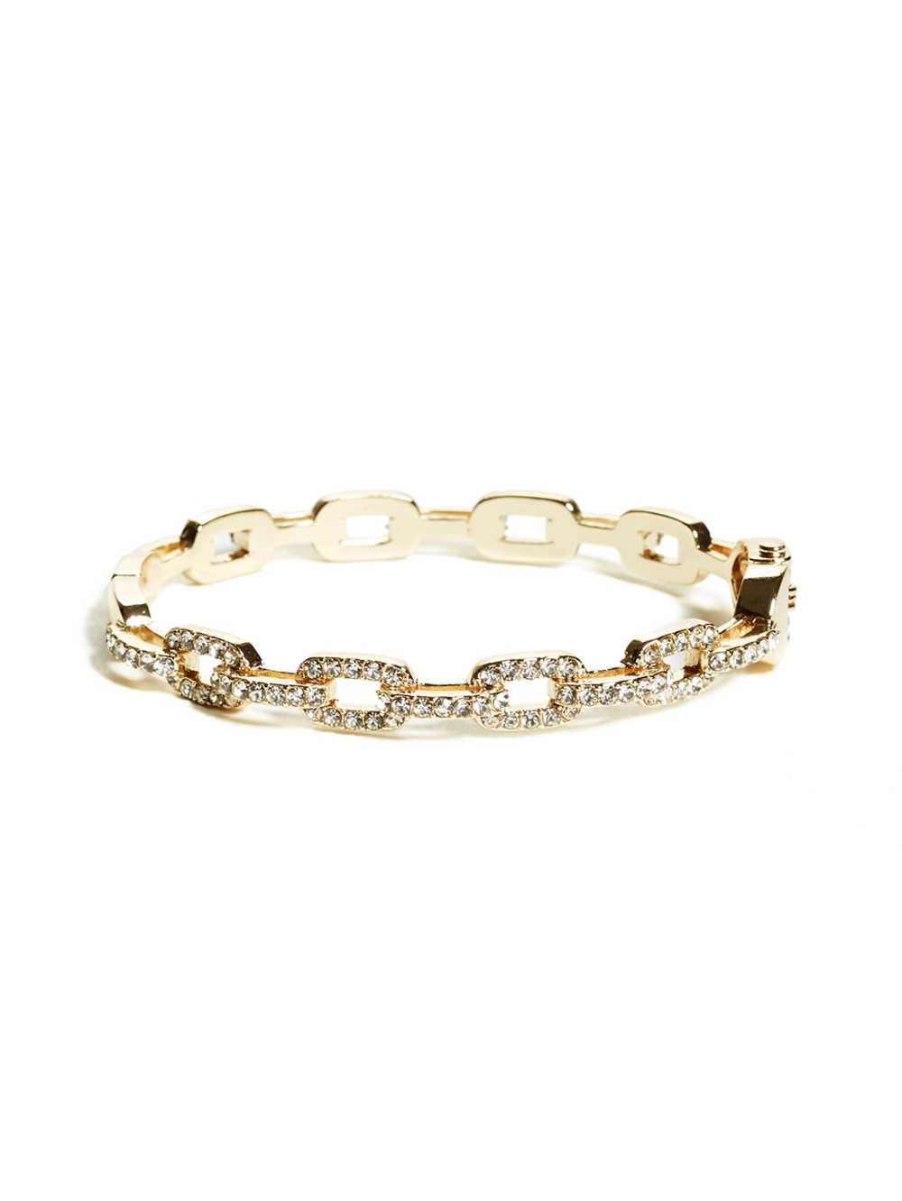 Gold Women\'s Guess Rhinestone Chain-Link Bangle Bracelet Australia Sale | 143RLWAJQ