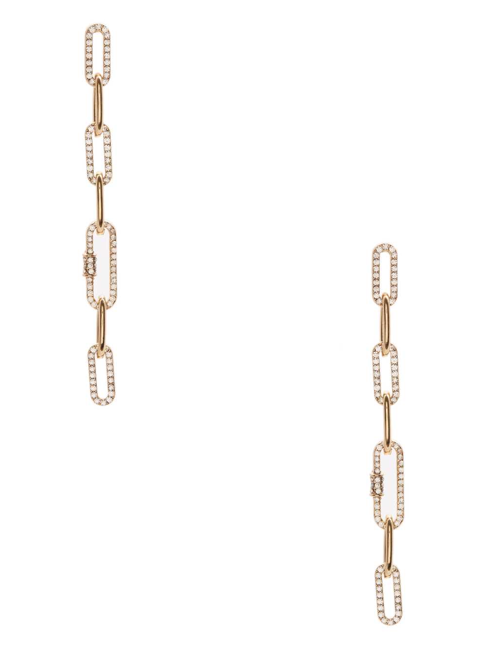 Gold Women\'s Guess Rhinestone Chain-Link Linear Earrings Australia Sale | 578QSUMYT