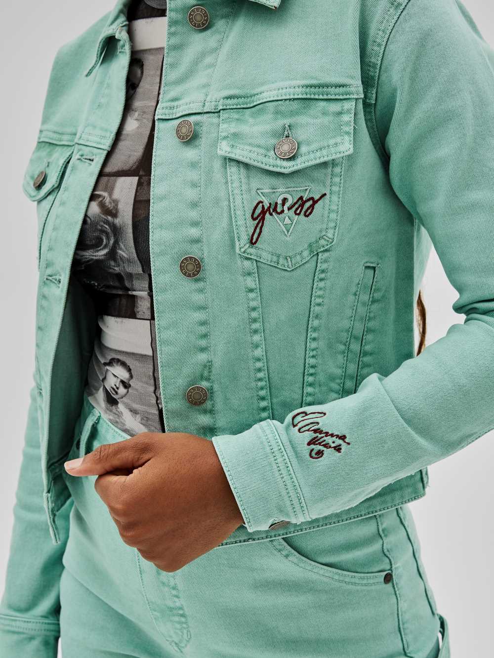 Green Blue Women's Guess Originals x Anna Nicole Smith Denim Jackets Australia Sale | 475APNDLZ