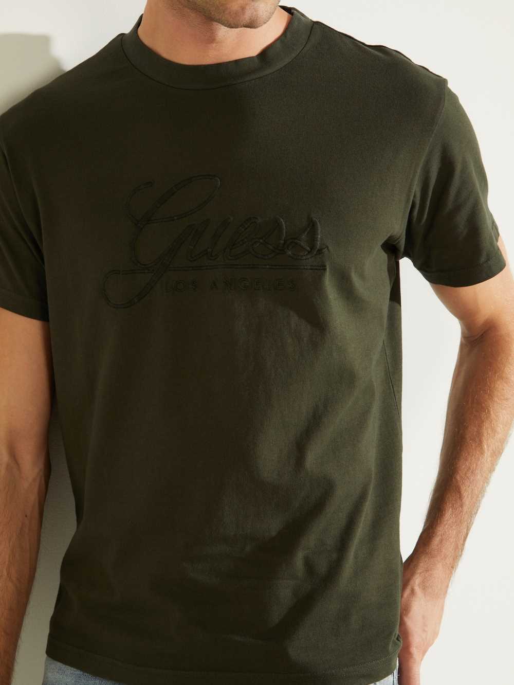 Green Men's Guess Classical Embroidered Logo T-shirt Australia Sale | 890TEUCIK