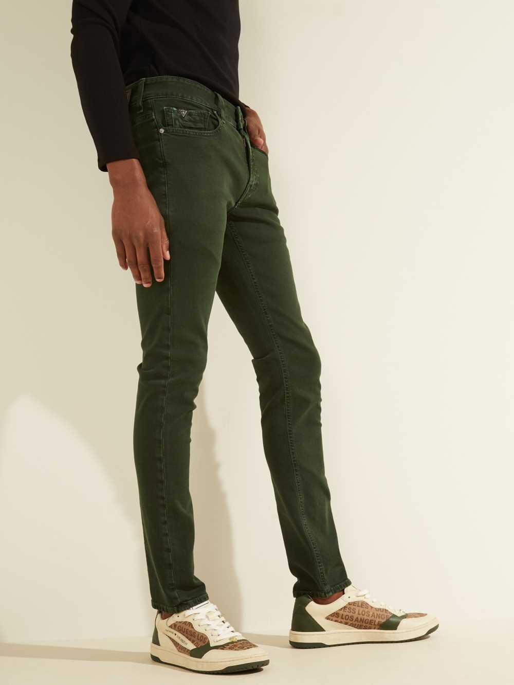 Green Men's Guess Dyed Skinny Jeans Australia Sale | 356UEPADF