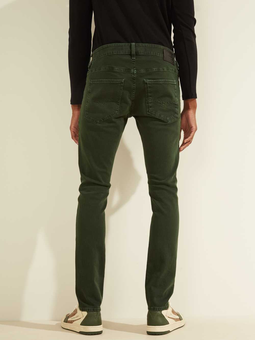 Green Men's Guess Dyed Skinny Jeans Australia Sale | 356UEPADF