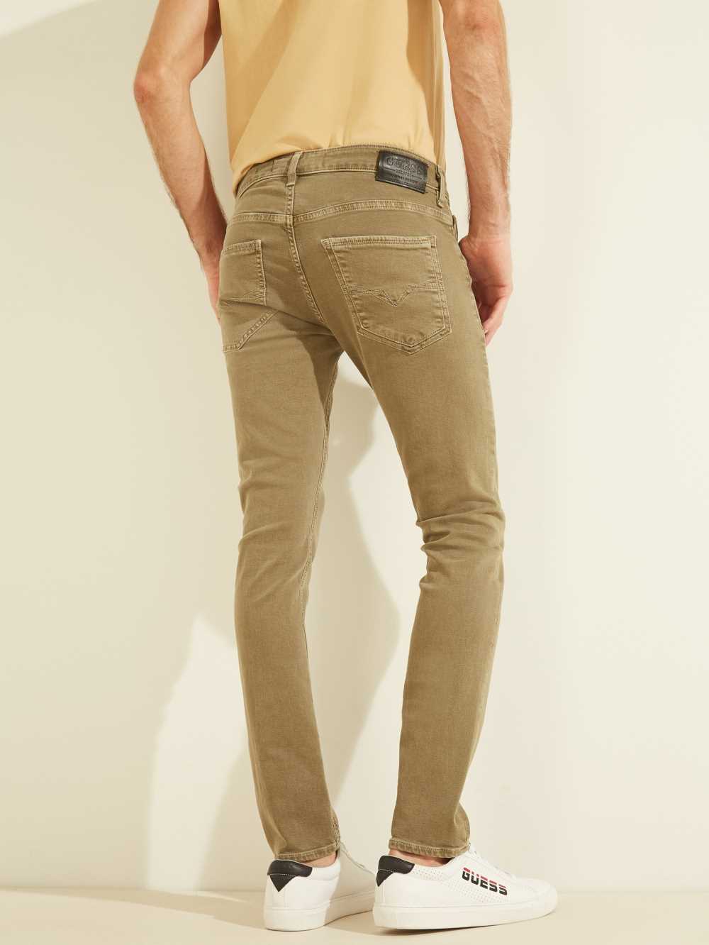 Green Men's Guess Dyed Skinny Jeans Australia Sale | 918DLVZOI