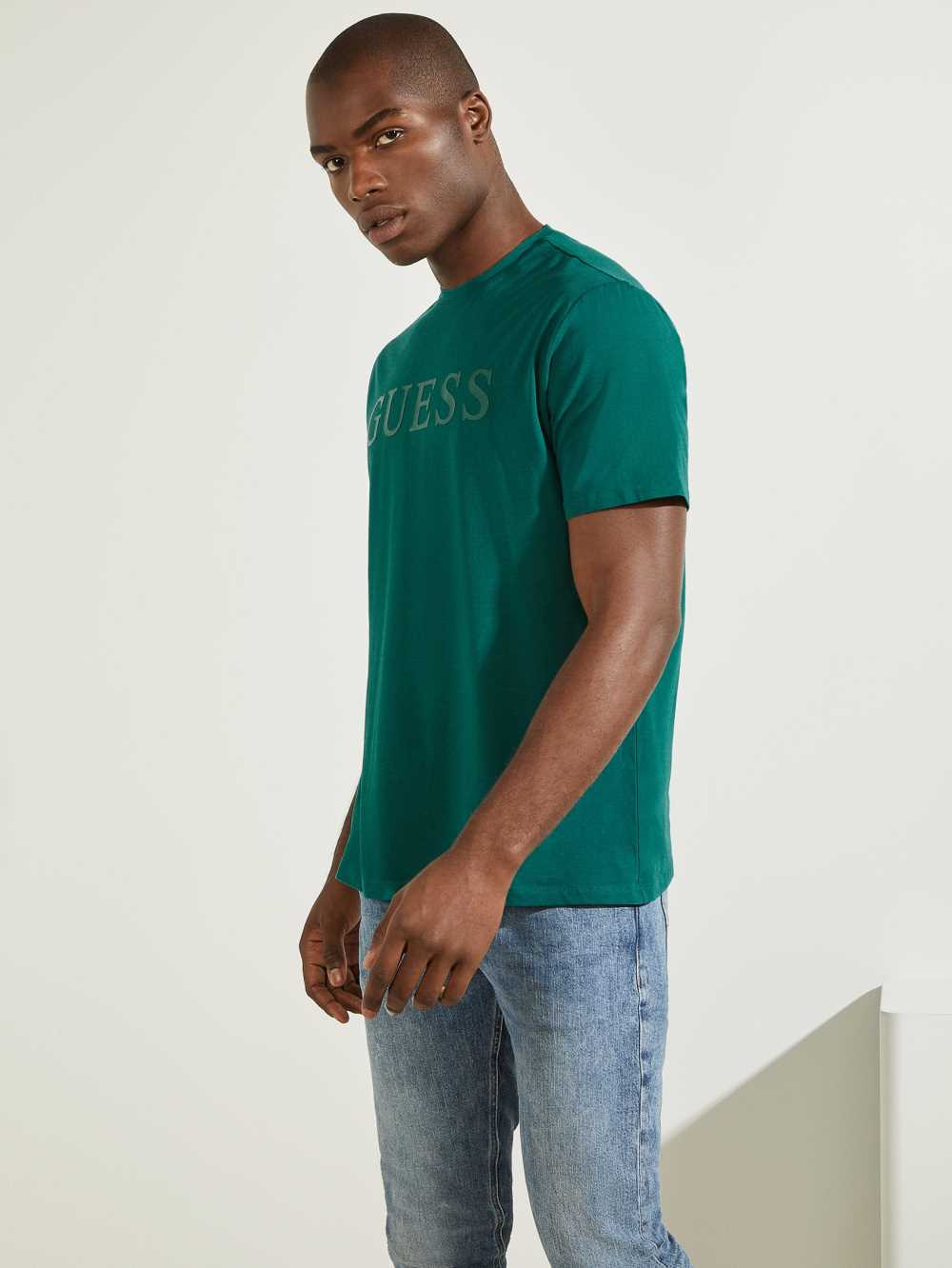 Green Men\'s Guess Eco Alphy T-shirt Australia Sale | 701TLVHGS