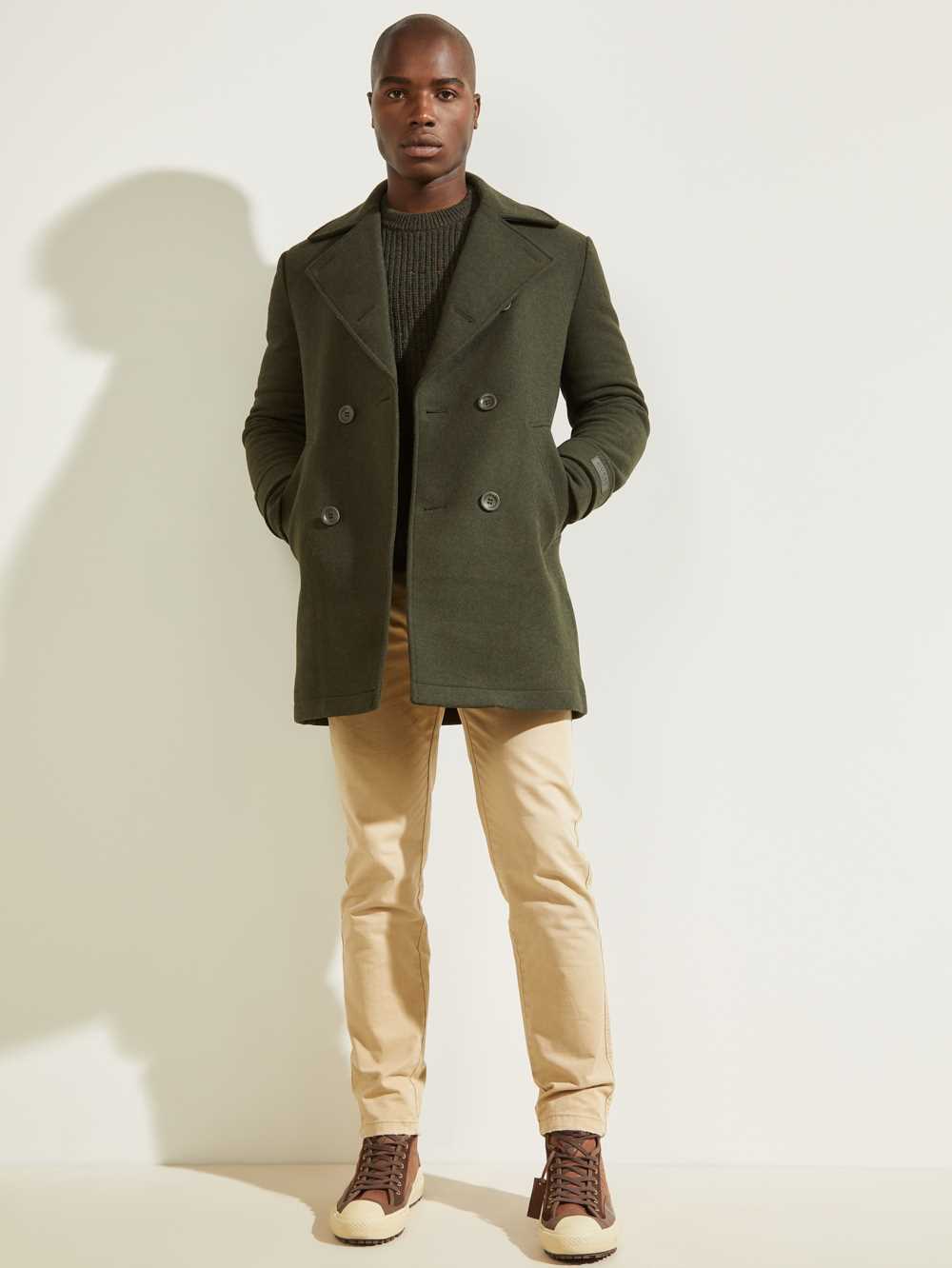 Green Men's Guess Military Wool-Blend Coats Australia Sale | 526VYCUOK