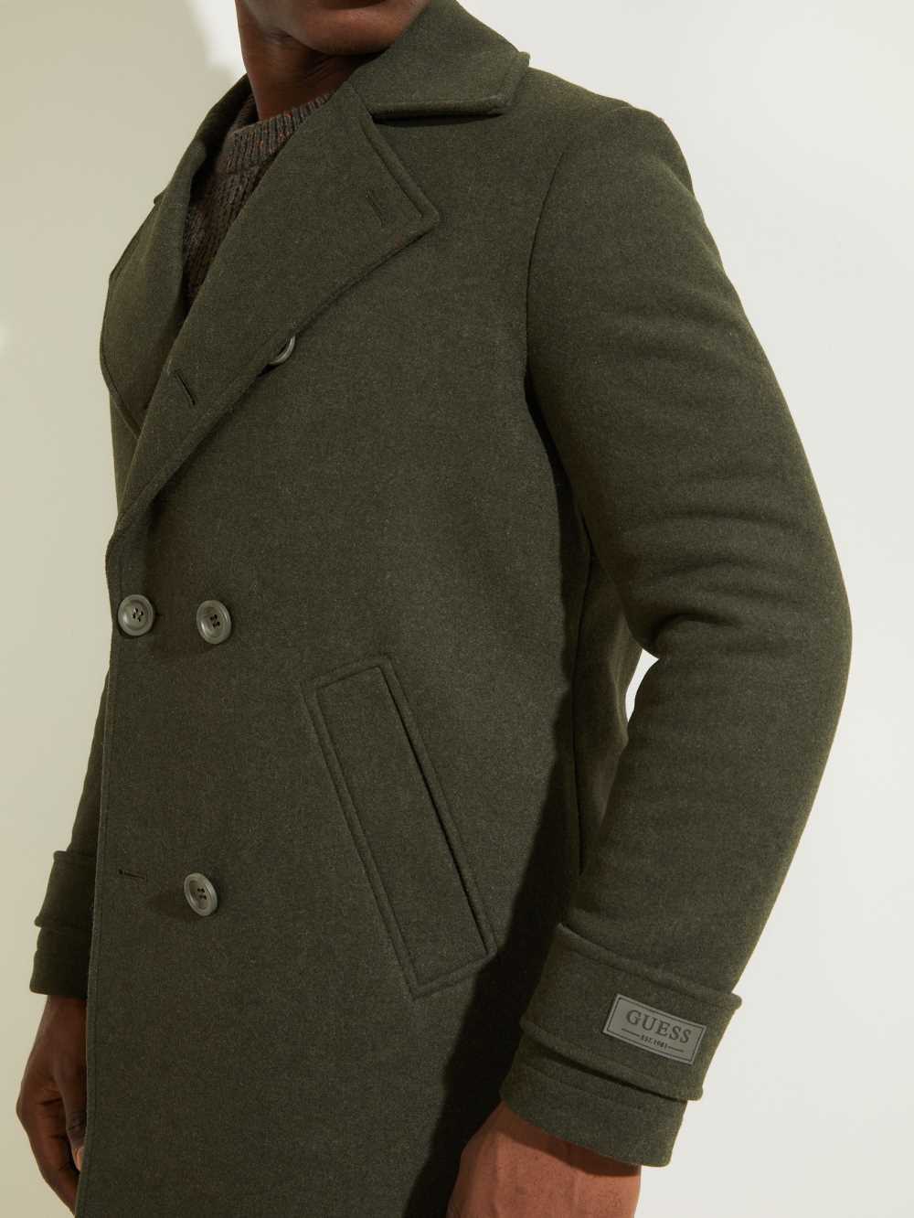 Green Men's Guess Military Wool-Blend Coats Australia Sale | 526VYCUOK