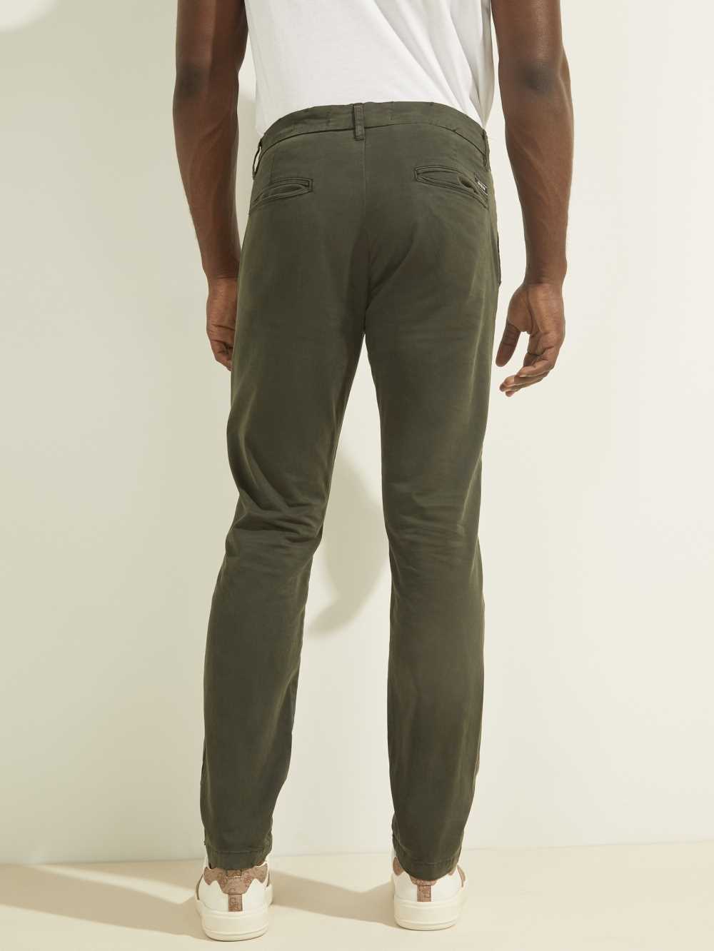 Green Men's Guess Myron Twill Skinny Pants Australia Sale | 125OVJXRW