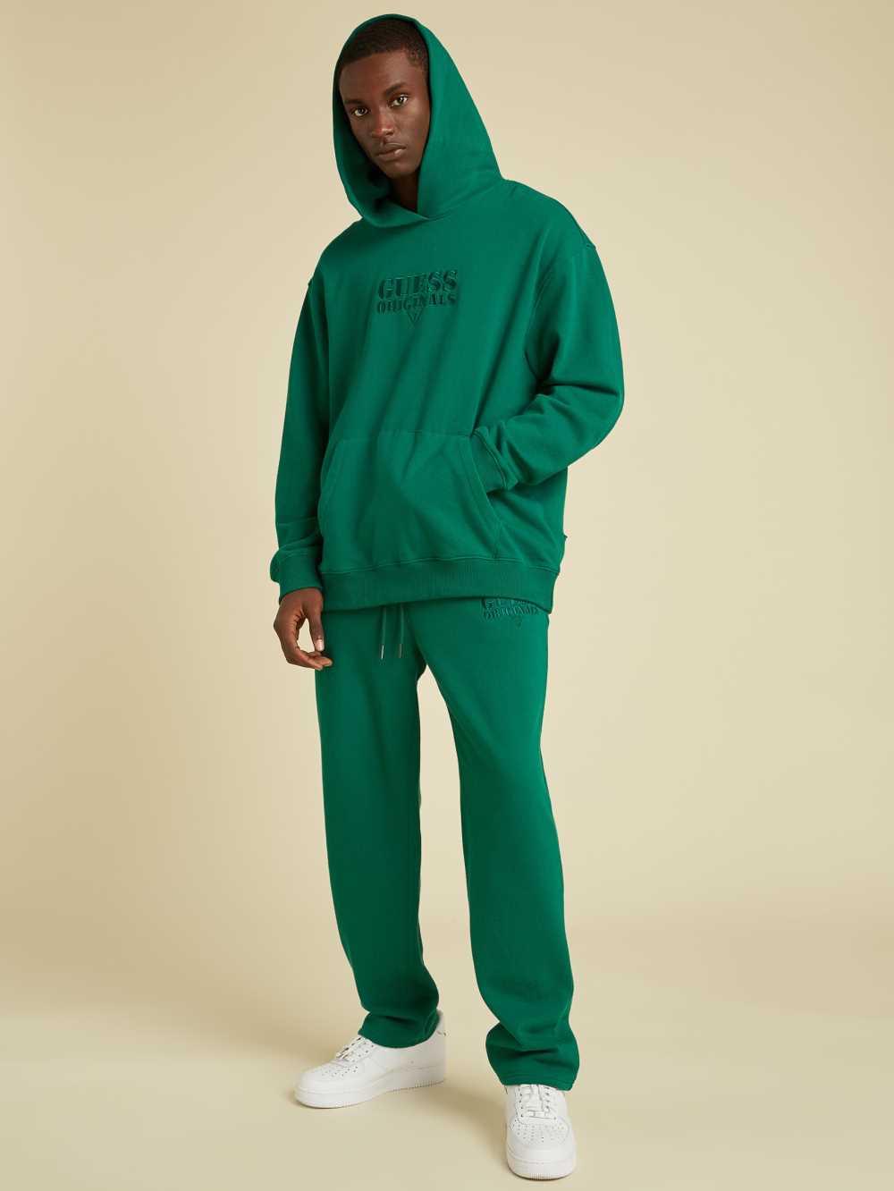 Green Men's Guess Originals Kit Logo Hoodie Australia Sale | 846CJMVNI