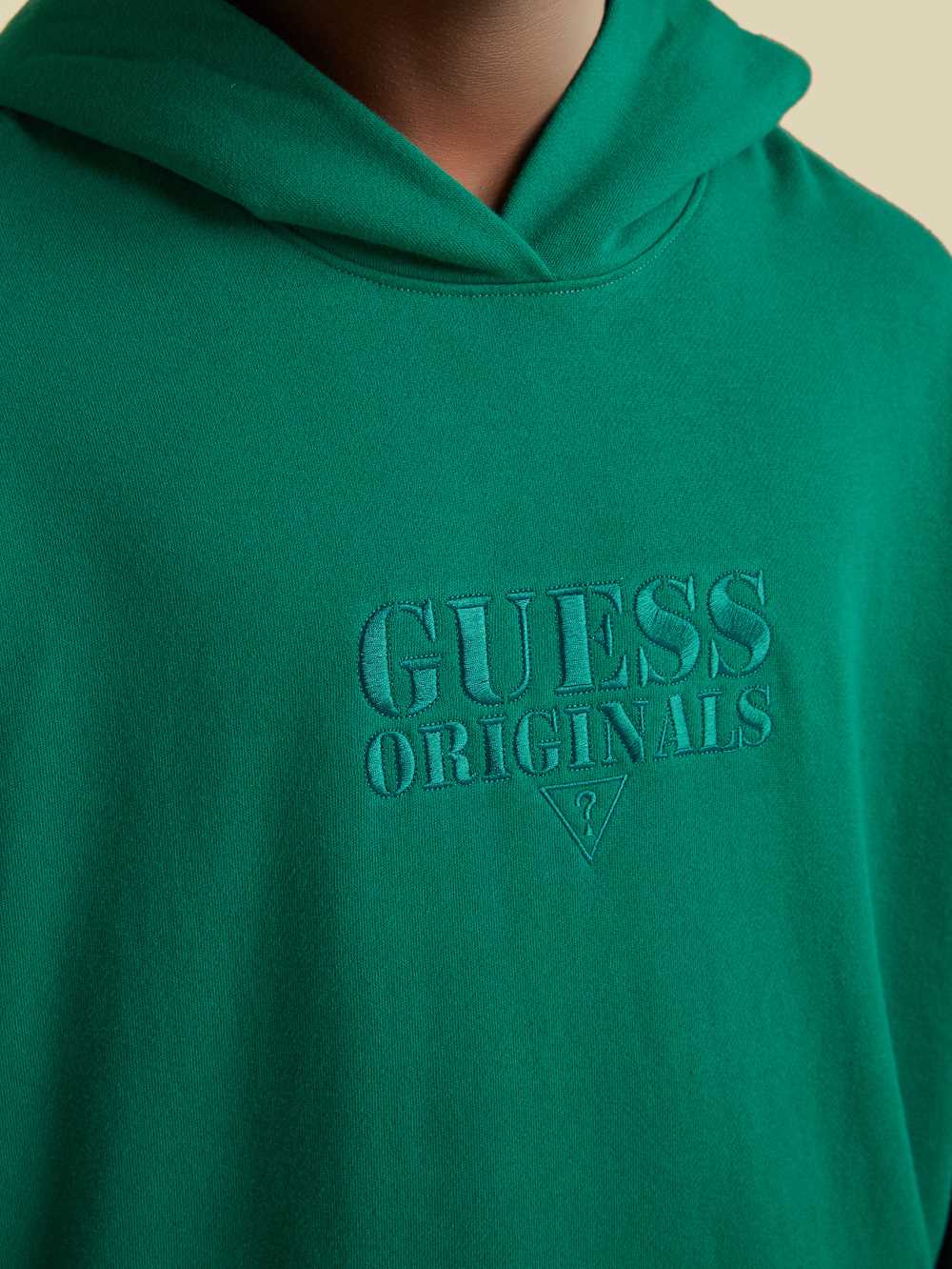 Green Men's Guess Originals Kit Logo Hoodie Australia Sale | 846CJMVNI