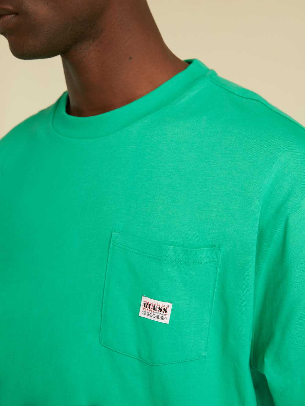 Green Men's Guess Originals Kit Pocket T-shirt Australia Sale | 296KDPJSN