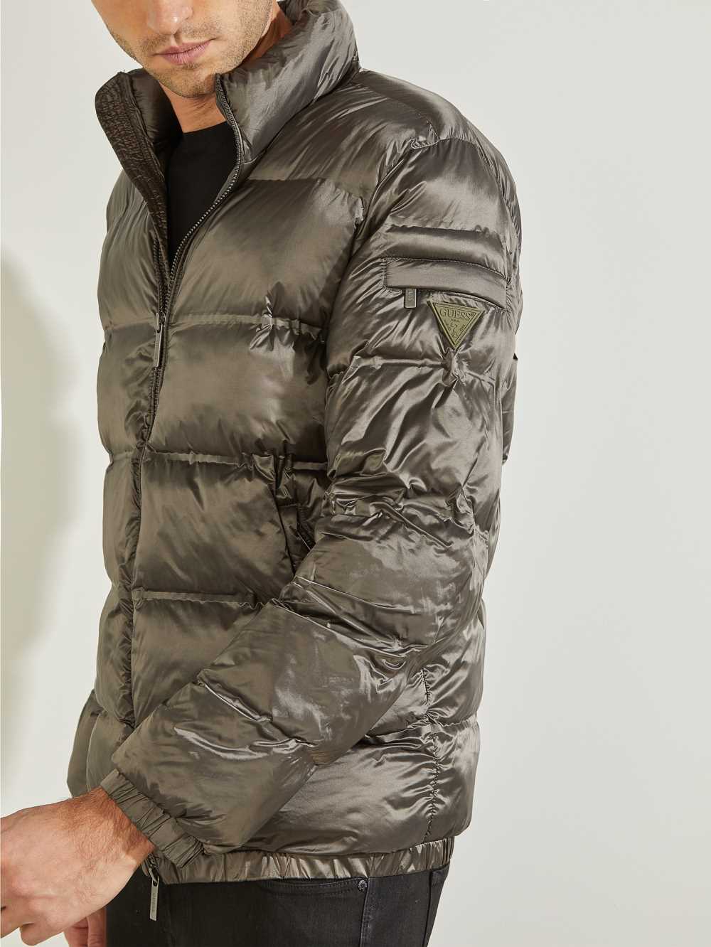 Green Men's Guess Quilted Puffer Jackets Australia Sale | 184IXGASR