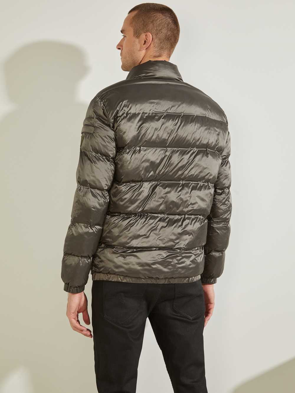 Green Men's Guess Quilted Puffer Jackets Australia Sale | 184IXGASR