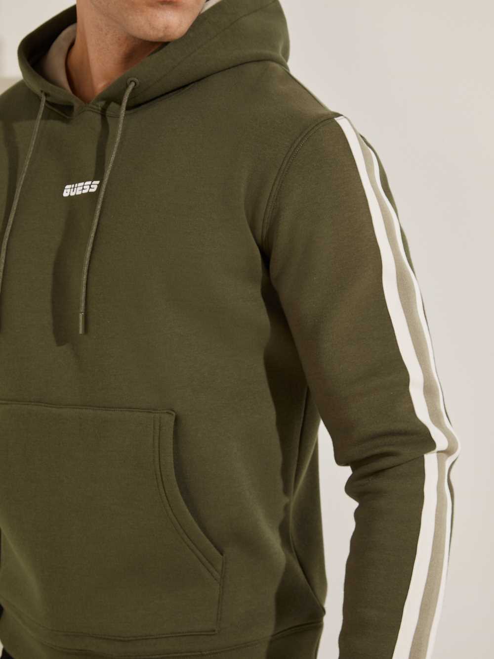 Green Men's Guess Side Stripe Hoodie Australia Sale | 568IJMETK