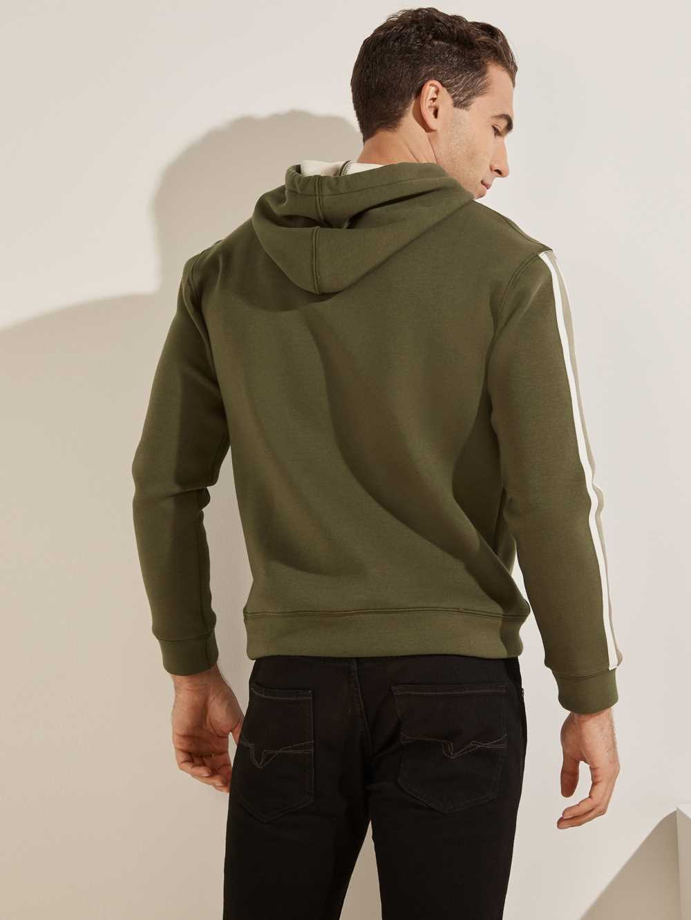 Green Men's Guess Side Stripe Hoodie Australia Sale | 568IJMETK