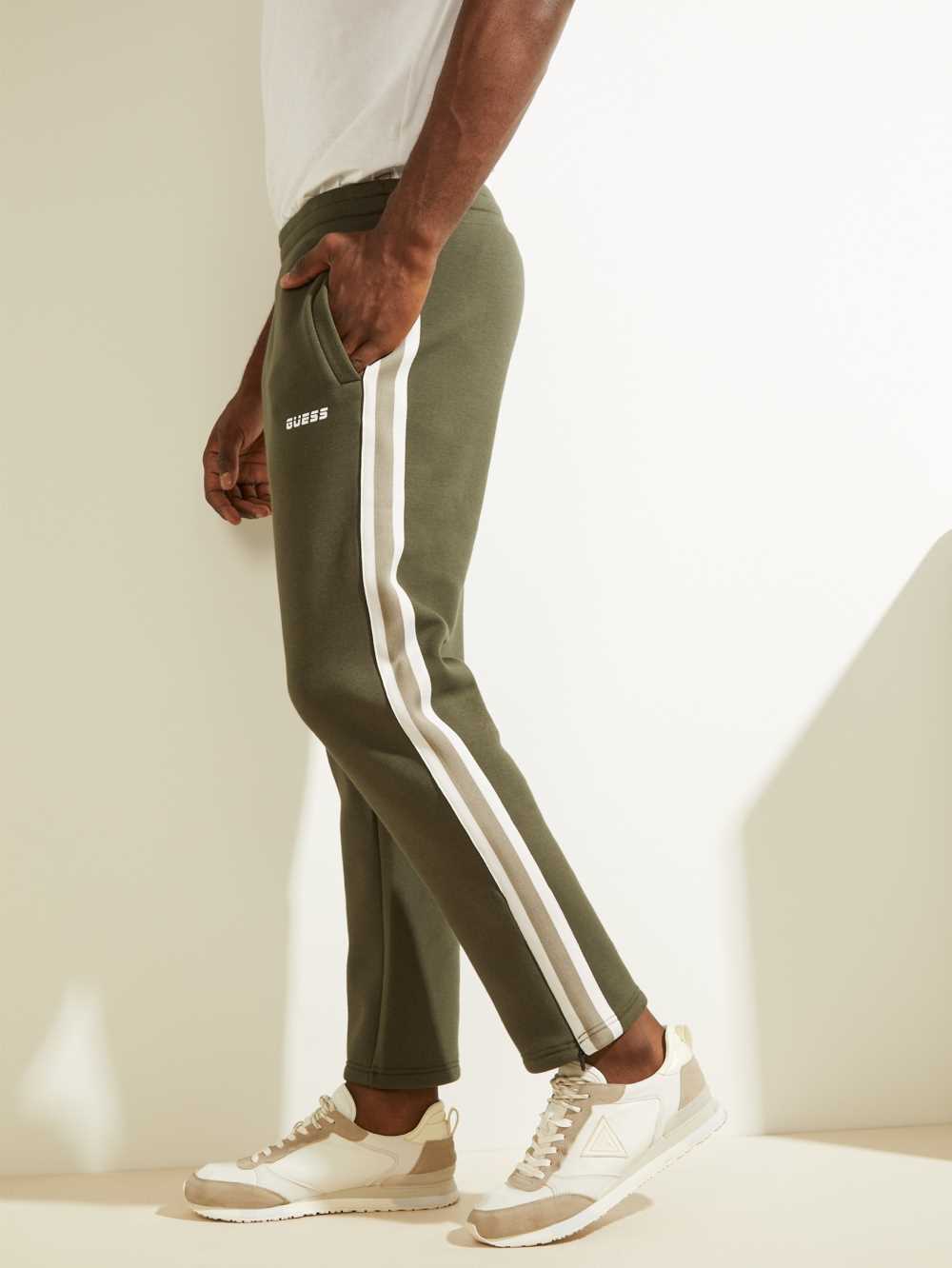 Green Men's Guess Side Stripe Pants Australia Sale | 960TPNLAQ