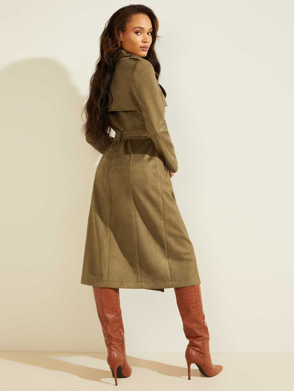 Green Women's Guess Baraa Longline Trench Coats Australia Sale | 983IWPMDK