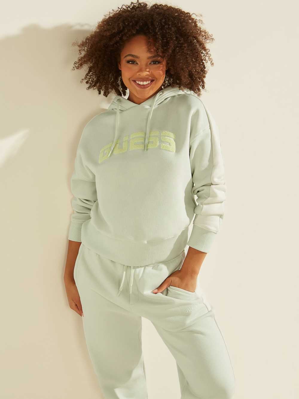 Green Women\'s Guess Eco Annetta Hooded Sweatshirt Australia Sale | 328BVLNOT