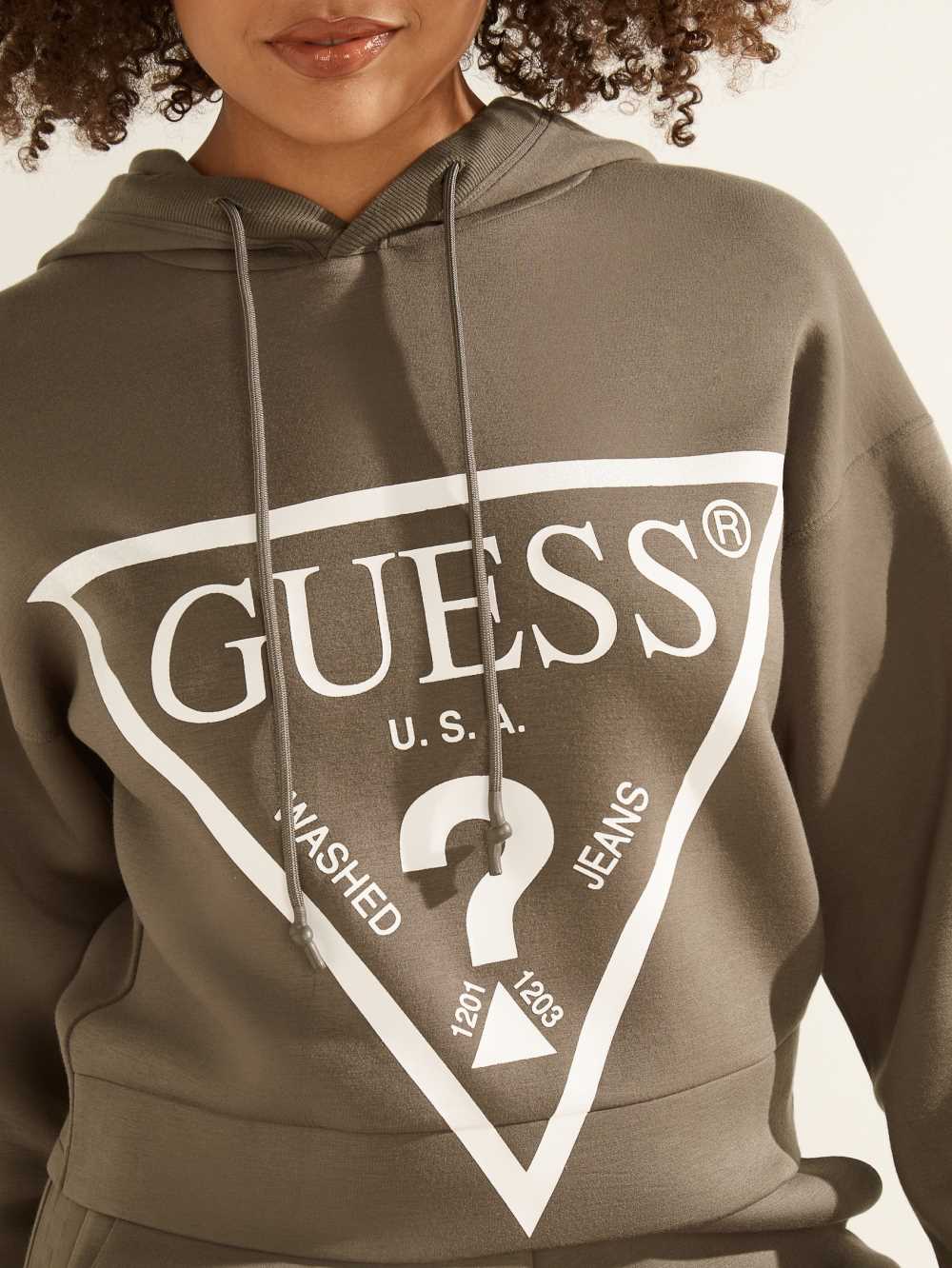 Green Women's Guess Eco Logo Hooded Sweatshirt Australia Sale | 274NCHXST