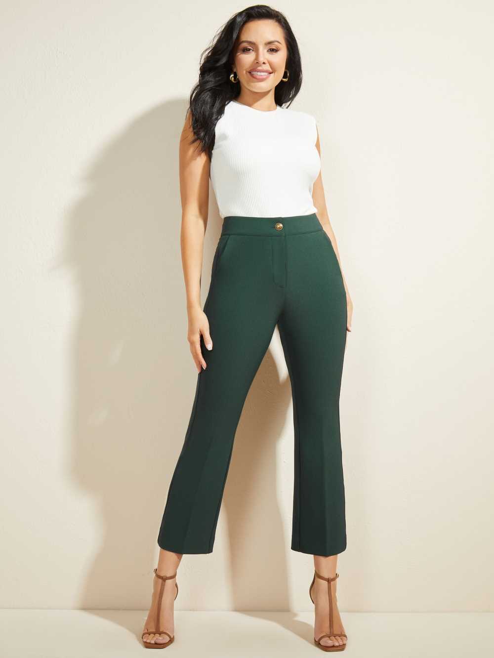 Green Women's Guess Evelyn Cropped Pants Australia Sale | 142SMRLBE