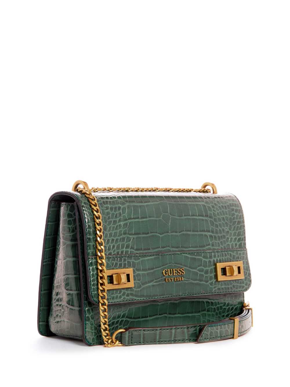 Green Women's Guess Katey Croc Convertible Crossbody Bags Australia Sale | 490MQTVWO