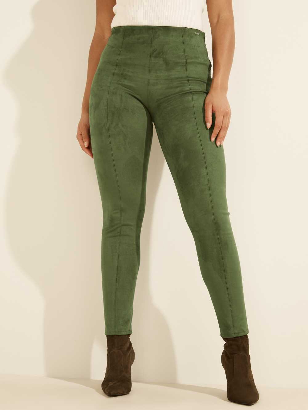 Green Women's Guess Maya Faux-Suede Leggings Australia Sale | 310YJUAIK