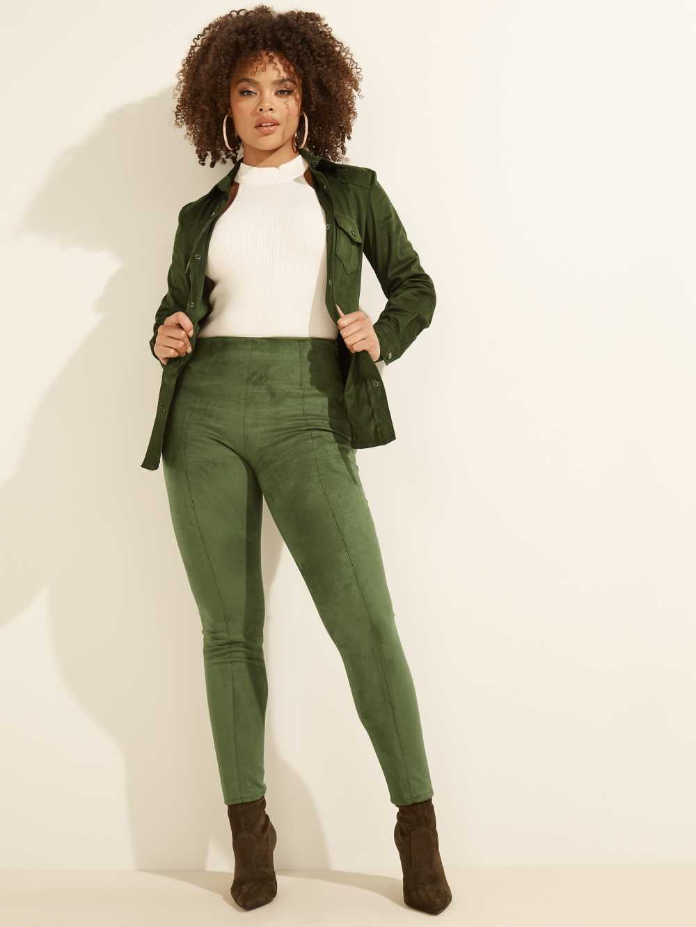 Green Women\'s Guess Maya Faux-Suede Leggings Australia Sale | 310YJUAIK