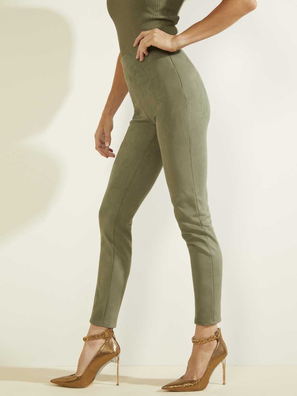 Green Women's Guess Maya Faux-Suede Leggings Australia Sale | 791PUXIBN